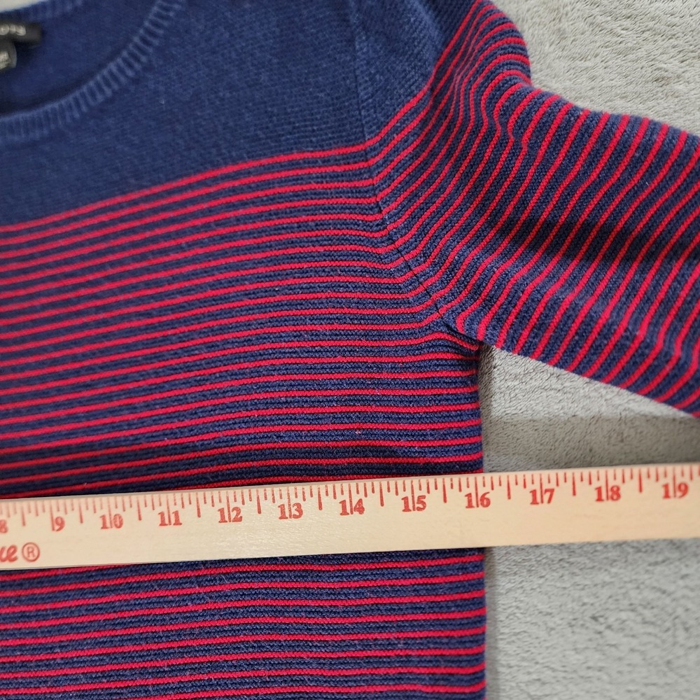 Talbots Sweater Womens XS Blue Red Striped Cotton Blend Pullover Ribbed Cuffs - Picture 6 of 8